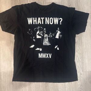 Black Graphic T-Shirt with 'What Now?' Print